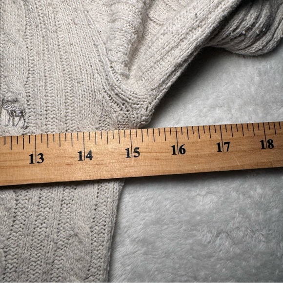 abercrombie & fitch 2000’s off-white cable knit fitted ribbed sweater - Picture 10 of 12